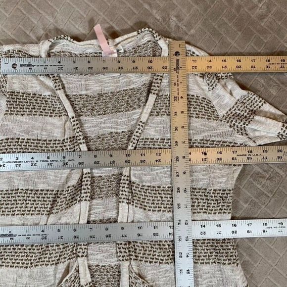 Three Hearts Womens Medium Sweater Open Front Cardigan Striped Pockets Stretch - Picture 4 of 9